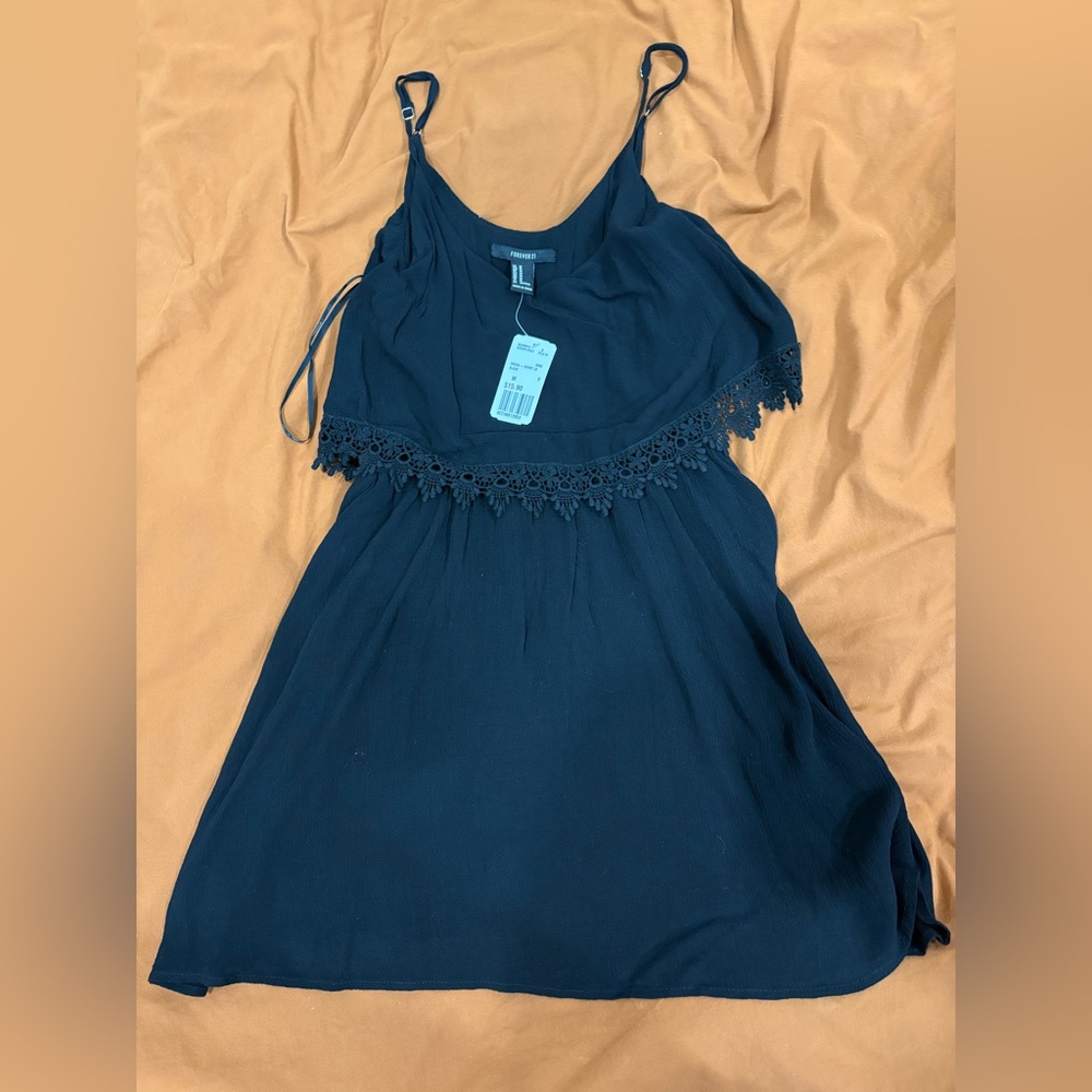 Forever 21 Black Dress with Lace Trim
